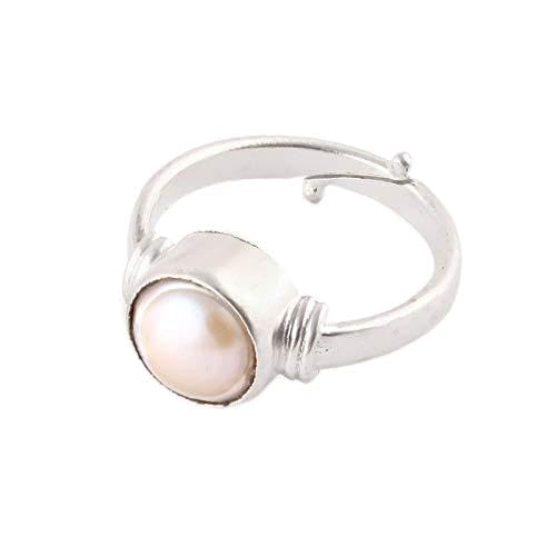 Bague avec perle Moti naturelle 5,25 Ratti 4,47 carats bijou astrologique qualité A+