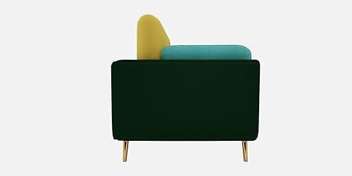 Image of Black Wood Modern Montez Luxurious Velvet 3 Seater Sofa for Bedroom, Living Room, Dining Room, Drawing Room, Home Office in Bug Resistant Wood (Turquoise & Green, 3 Seater)