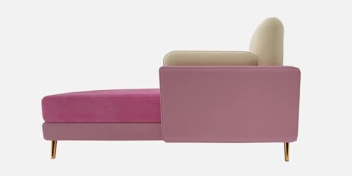 Image of Polyester Velvet Contemperory Sofa Set with Cushion Chaise Lounge, Sectional Sofa Perfect for Your Living Room,Guests Room & Office. (Pink & Beige, 5 Seater)