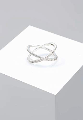 Elli Anelli Donne Avvolgimento X Con Cristalli Di Zirconia In Argento Sterlino 925 - 6