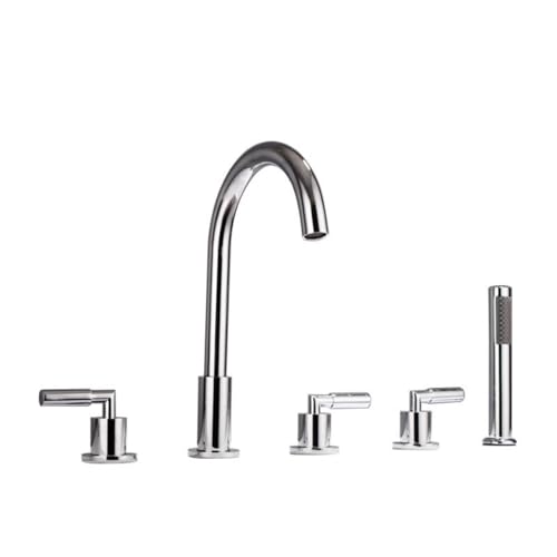 Mélangeur de bassin de salle de bain avec pommeau douche et flexible de baignoire chrome LWX