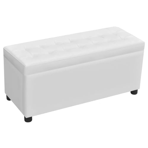 vidaXL Sgabello con Contenitore in Similpelle Bianco Baule Pouf Poggiapiedi