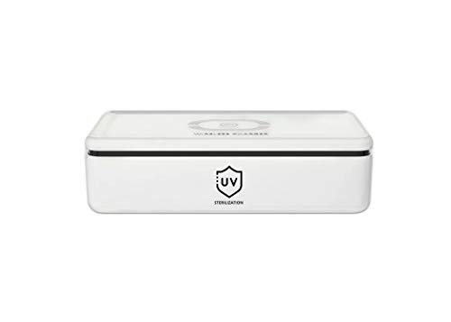UV Light Sterilization Box, UVC Deep Clean Kills 99.99% of Viruses, Bacteria and Germs, LED Ultraviolet Sanitation for Smartphone, Beauty Tools, Glasses, Jewelry, Watches, with QI Wireless Charging