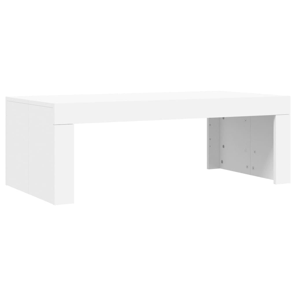 Couchtisch Weiß Holzwerkstoff 102x50x36 cm Stabiler Wohnzimmertisch mit Ablage Praktischer Beistelltisch Moderner Sofatisch für Teetisch und Kaffeezubehör