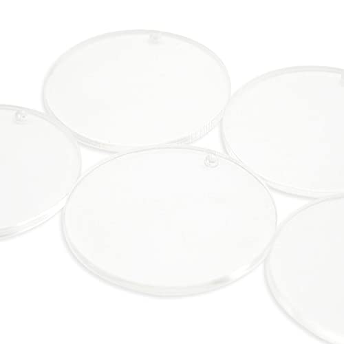50 Stück 2 Zoll Durchmesser Klare Acryl-Schlüsselbund-Rohlinge Scheiben mit Loch, Perfekt für DIY-Acryl-Schlüsselanhänger, Taschenanhänger, Geschenkanhänger, Weihnachtsschmuck, 1/8"Dick Cover