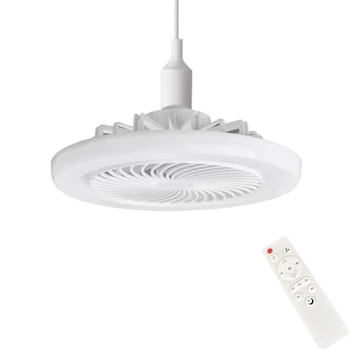 Yucong LED Ceiling Fan Light with Remote-Light Fan Ceiling & Screw in Timing Fan Lighting,3 Speeds & 3 Color B22 Ceiling Lighting,Bedroom Lightbulb Fan for Home/Office(White - Removable Lamp Head)