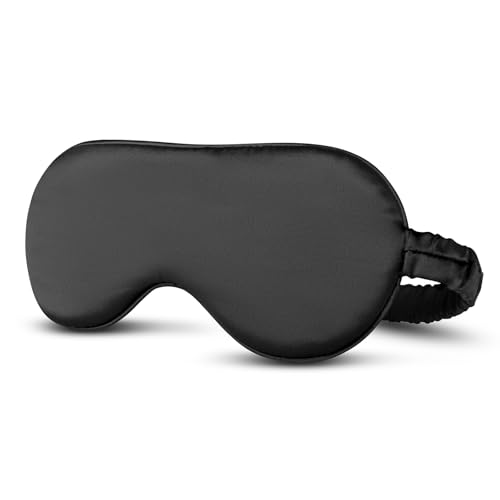 Desmend Máscara de ojos de seda para dormir, antiarrugas, respetuosa con la piel, color negro, 22 momme, color negro