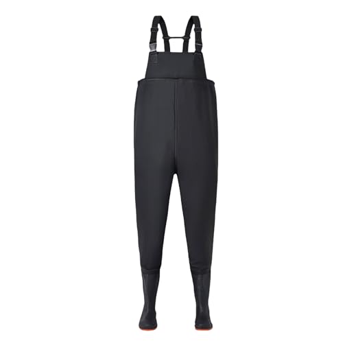 Omuvoa Vadeadores de pecho para hombre, impermeables, transpirables, pantalones de pesca, babero y soporte, traje de vadeadores de pecho de estanque, overoles ligeros con botas para pesca, jardinería
