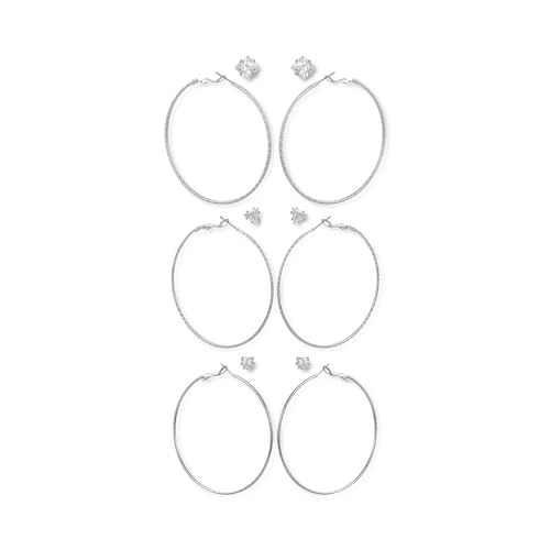 Boucles d'oreilles argentées GUESS en métal noble et pierres de verre scintillantes