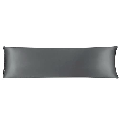sourcing map Taie de Traversin Housse de Traversin Taie d'oreiller Corps en Satin Soyeux pour Cheveux Peau Résistant au Lavage Gris 51x183cm