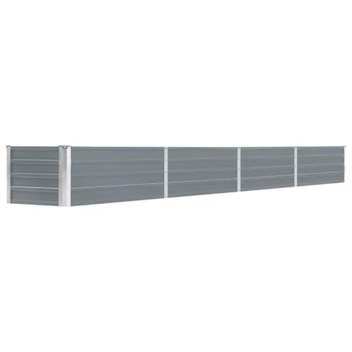 vidaXL Hochbeet Verzinkter Stahl 320×40×45 cm Grau Pflanzkübel Pflanzkasten