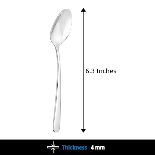 Image of Culinex 18 /8 Premium Stainless Steel 6.3 inch Tea Spoon Set of 6 for Dining Table, Kitchen - Dora| Small Spoons Ideal for Tea, Coffee, Spices, Dessert, Silver Rustproof Flatware By thinKitchen