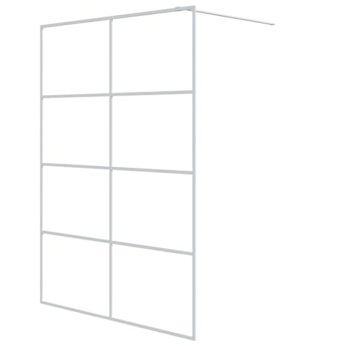 vidaXL Mampara de Ducha Pantalla Cabina Accesible Cuarto de Baño Pared Cerramiento Cubículo Partición Vidrio ESG Transparente Blanco 140x195 cm