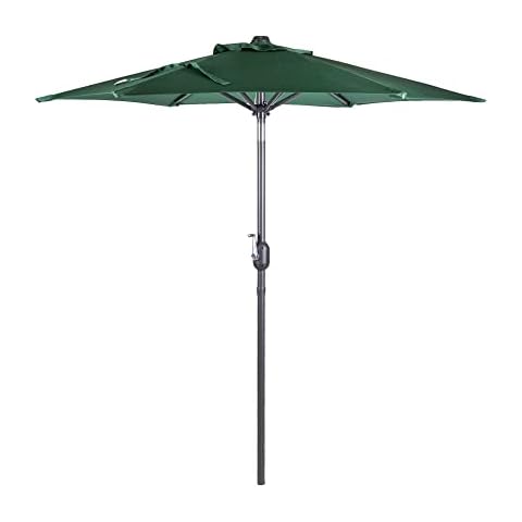 Alfresia 2m Parasol Round with Push Button Tilt | Outdoor Table Parasol Umbrella with Crank Handle | Garden Umbrella Sun Shade (Green) Cover