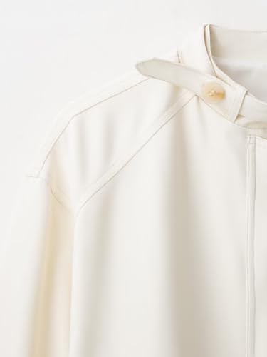 Women's Elegant High Neck Jacket with Buttoned Detail, Front Pockets, Elasticated Hem & Hidden Zip Closure3