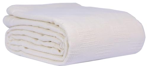 Hospital Thermal Blanket 66 x 90 in White Cotton 1 Pack