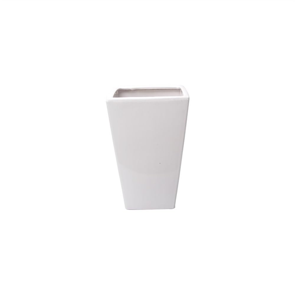 Grandi vasi da fiori con fori di drenaggio, fioriere in ceramica for piante da esterno, portico anteriore, terrazza, quadrato(White,Small)