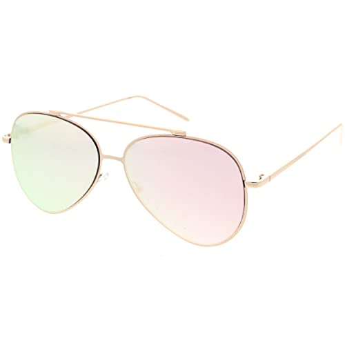 zeroUV Mirrored Oversized Aviator Sunglasses for Women with Flat Mirror Lens 58mm
