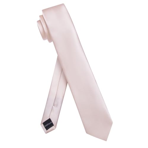 Image of YourTies Skinny Ties for Men Solid 2.4 inch Slim Necktie Handkerchief Clip Set