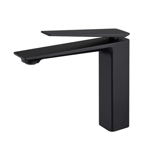 Mitigeur lavabo noir mat en laiton extra long monotrou