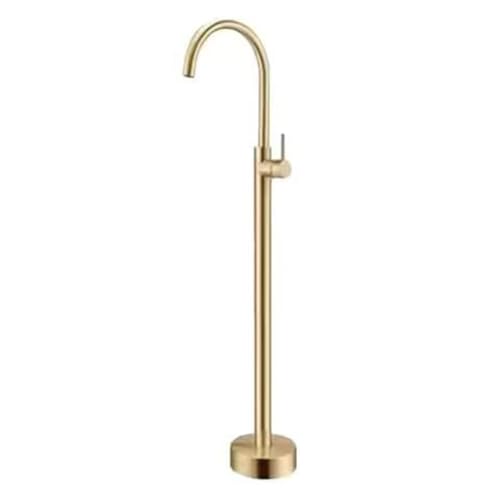 Grifo Mezclador para Bañera Moderno Grifo de Pie Grifo de Bañera con Caño Giratorio de 360° para Montar En El Suelo de Latón para Agua Caliente Y Fría de Pie Dorado