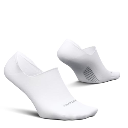 Image of Feetures Everyday Men's Ultra Light Invisble No Show Sock, White, XL