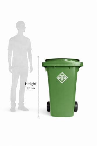 Image of OTTO Plastic Manual-Lift Garbage Waste Dustbin with Wheels 120 Ltr Green