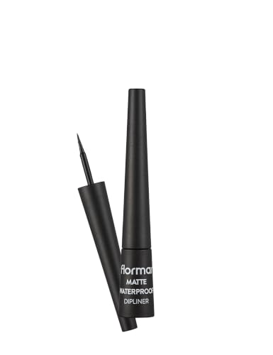 Flormar Matte Waterproof Dipliner – Eyeliner wodoodporny, czarny, z filcową końcówką – Matowy, intensywny kolor – Długotrwały eyeliner w pisaku do precyzyjnych linii i wyrazistego spojrzenia