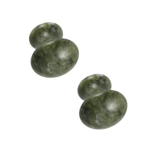 FRCOLOR 2 Piezas Masajeador de Jade masaje facial masajeador facial Herramienta Gua Sha rodillo facial jade piedra de masaje caliente herramientas faciales gua sha Olive Green