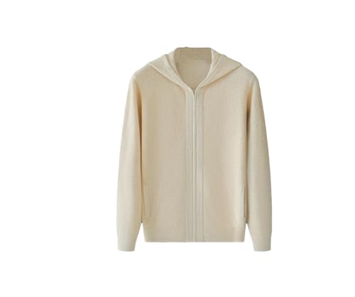 Men Cashmere Hooded Cardigan Sweater Zipper Knit Thick Warm Sweater Zipper Cardigan Hooded Collar Sweater