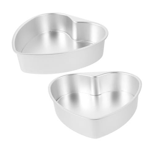 SMASOLO 2 Piezas Molde de pastel de corazón molde para hornear tarta de queso molde para pastel en forma de corazón moldes para pasteles Moldes de postre moho aleación de aluminio Plata