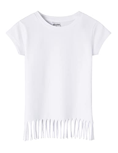 Image of Noomelfish Girls Short Sleeve Fringe T-Shirts Soft Jersey Cotton Tee Tops (3-12 Years)