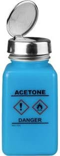 Menda 35730 Static Dissipative durAstatic™ One-Touch Dispenser Bottle Acetone with HCS Symbols Blue 6 oz.