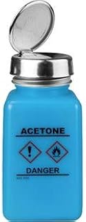 Menda 35730 Static Dissipative durAstaticâ„¢ One-Touch Dispenser Bottle Acetone with HCS Symbols Blue 6 oz.