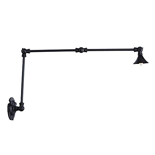 Luz de pared industrial negra G4 con brazo largo swing regulable y plegable 4