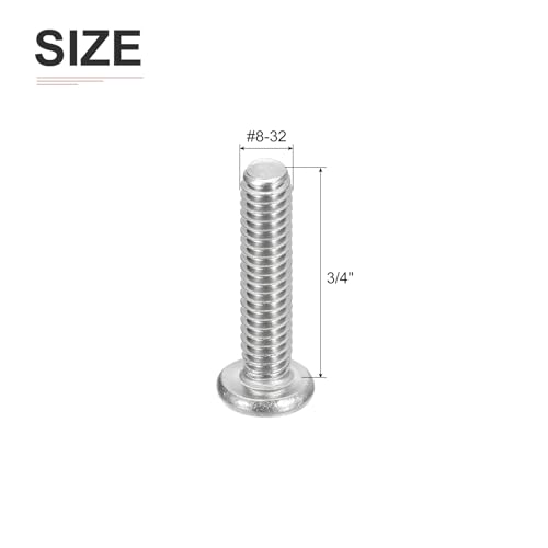 DTGN #8-32x3/4" Pan Head Machine Screws, 200Pcs 304 Stainless Steel, Phillips Drive, UNC Full Thread, Bright Finish, Screws Bolts Kit - Image 2