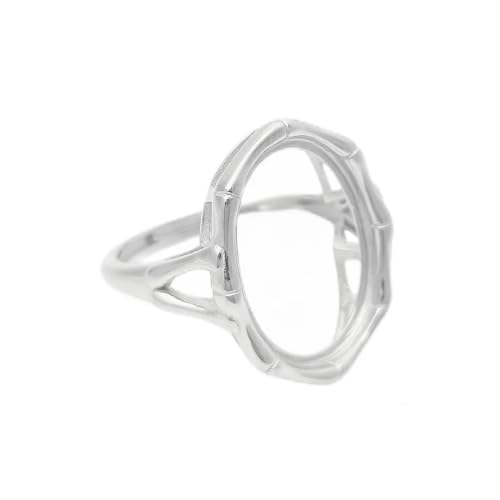 Base de anillo de plata 925 con acabado de oro blanco de alta calidad y diseño ovalado ajustable