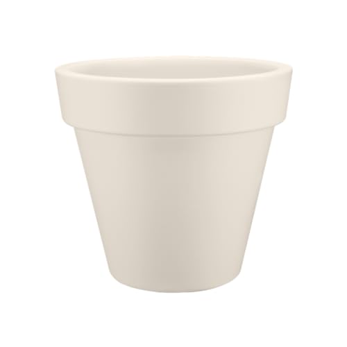 elho Pure Round 40 - Blumentopf für Innen & Außen - Ø 39.0 x H 35.7 cm - Weiß/Leinenweiß