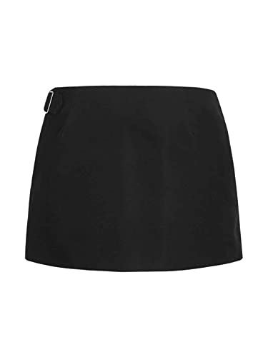 Verdusa Women's Y2K Slit Hem Low Waist Short Cargo Skirt With Pocket Black M #TOP1