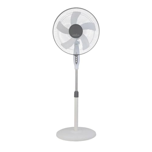 Ventilador De Pie Belmonte Blanco/gris 3 Vel.45w 5aspas Orientable, Fijo Y Rotatorio Regx43x40 Cm