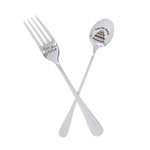 Cabilock 1 Set Modern Engraved Cutlery Stylish Birthday for Year Gender Neutral Design for Parties Everyday Use Unique Keepsake Silverware for Celebrations