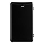 COMFEE' RCD93BL2UKRT(E) Under Counter Fridge, 93L Retro Freestanding Refrigerator with Cooler Box, Adjustable Thermostat, Removable Glass Shelves, Interior Lighting, Black