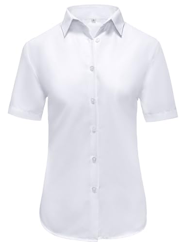 Ruisin Super Soft Wrinkle Resistant Womens Plain Button Down Shirts for Women Short/Long Sleeve Blouses Shirt Tops