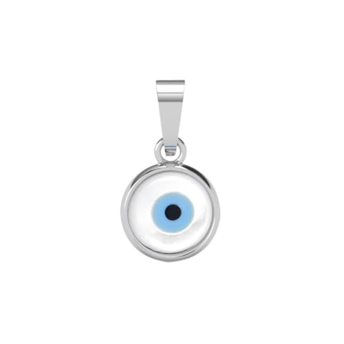 Image of Clara 925 Sterling Silver Evil Eye Pendant Necklace for Men & Women | With or Without Chain | Platinum Plated
