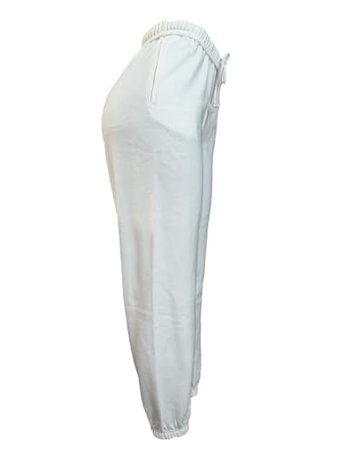 Victoria's Secret Pink Fleece Ivy Relaxed Campus Sweatpants Color White New3