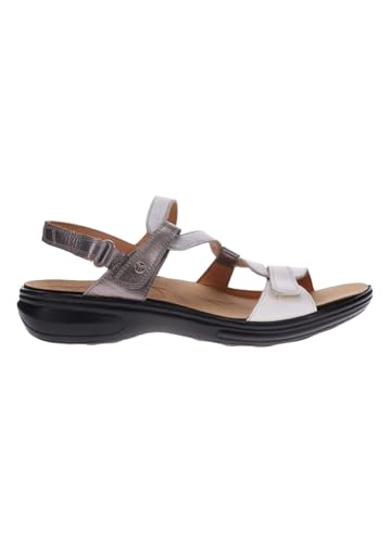 Image of Revere Emerald 3 Women's Sandals - Premium Soft Leather, Adjustable Straps & Contoured Footbed - Orthotic Arch Support for Stylish Comfort & All-Day Wear Silver Fusion 12-12.5 M US