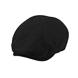 POUDAY Men's Cotton Newsboy Cap Flat Cap Newsboy Hat for Men Cabbie Hat Breathable Soft Summer Hat for Driving Hunting Golf Black