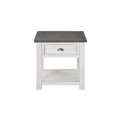 Pemberly Row PR-4753-1971244 Contemporary Solid Wood End Table White And Gray thumb #2