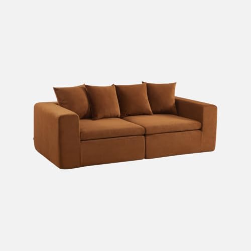 Sofá modular terracota de chenilla con 3 plazas Movi de sweeek de 219x110 cm 2