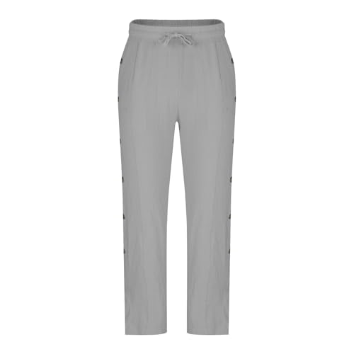 Linen Pants for Men Drawstring Ventilate Button Long Trousers Straight Loose Lounge Pants Solid Color Casual3